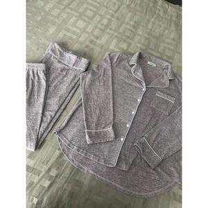 Aamikast Pajama Set Womens XL Purple Heather Button Front Soft Knit Loungewear
